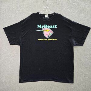 Mr Beast Men Shirt 2XL Black‎ Logo Executive Producer Graphic Short Sleeve Tee